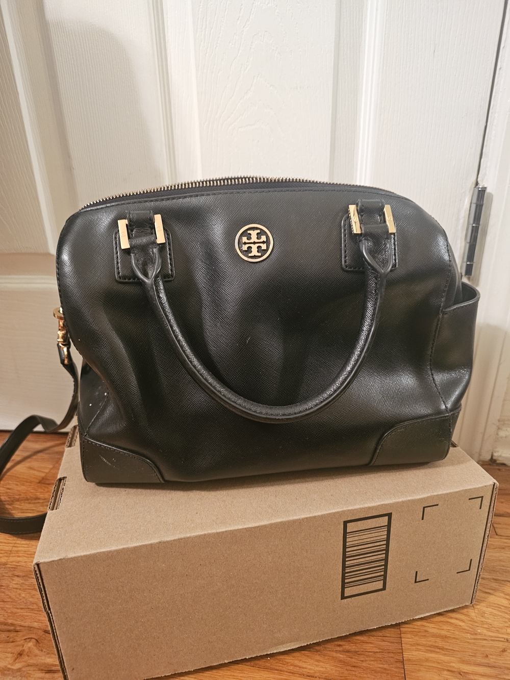 Tory Burch Black Saffiano Leather Satchel